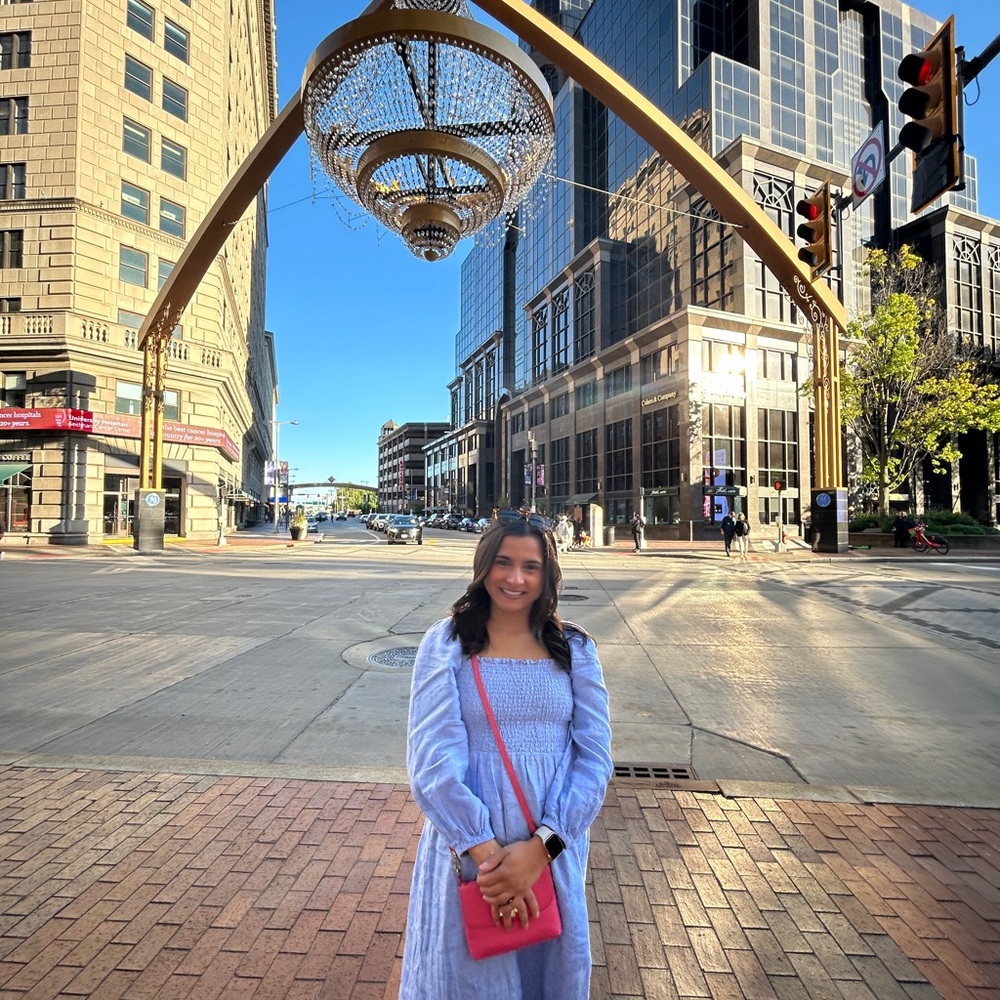 Blue linen dress